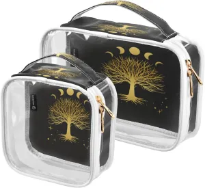 senya Clear Toiletry Bag,Travel Makeup Cosmetic Bag Carry on Airport Airline Compliant Bag Sacred Tree and Moon for Women Men