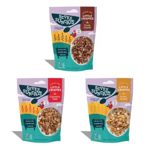 Seven Sundays Little Crispies Cereal, High Protein, Gluten-Free Kids Snack & Breakfast – Made with Real Ingredients, No Sugar Alcohols – Healthy Alternative for Breakfast, 8 oz Bags (Pack of 3), Variety Pack