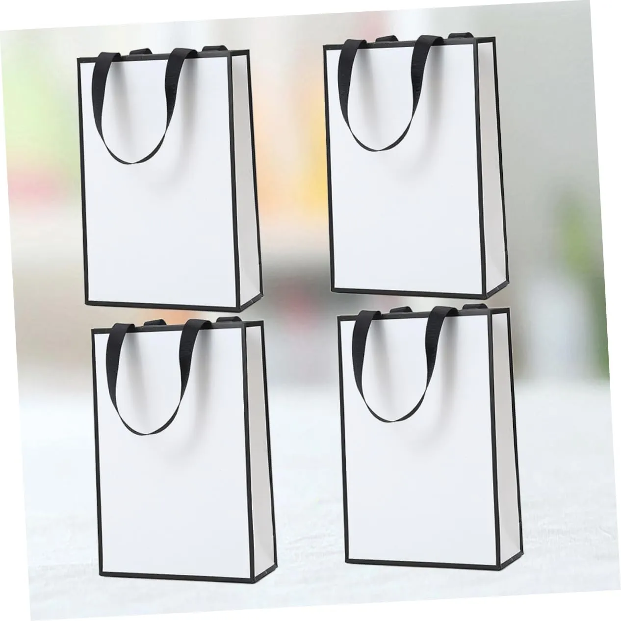 SEWOART Portable Jewelry Packaging Sack 4pcs Kraft Paper Bag with Lasting Rope Flat Bottom