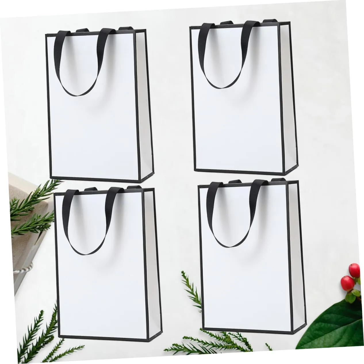 SEWOART Portable Jewelry Packaging Sack 4pcs Kraft Paper Bag with Lasting Rope Flat Bottom
