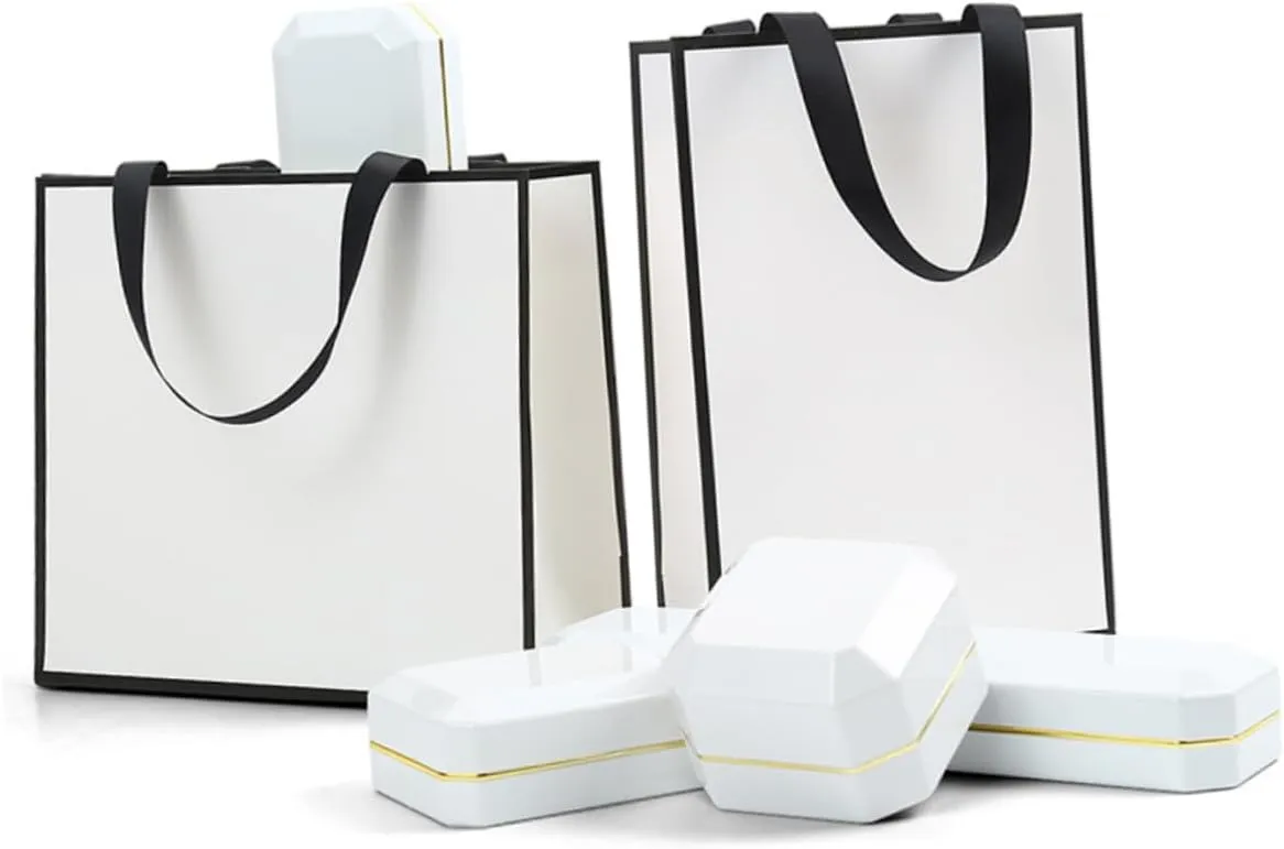 SEWOART Portable Jewelry Packaging Sack 4pcs Kraft Paper Bag with Lasting Rope Flat Bottom