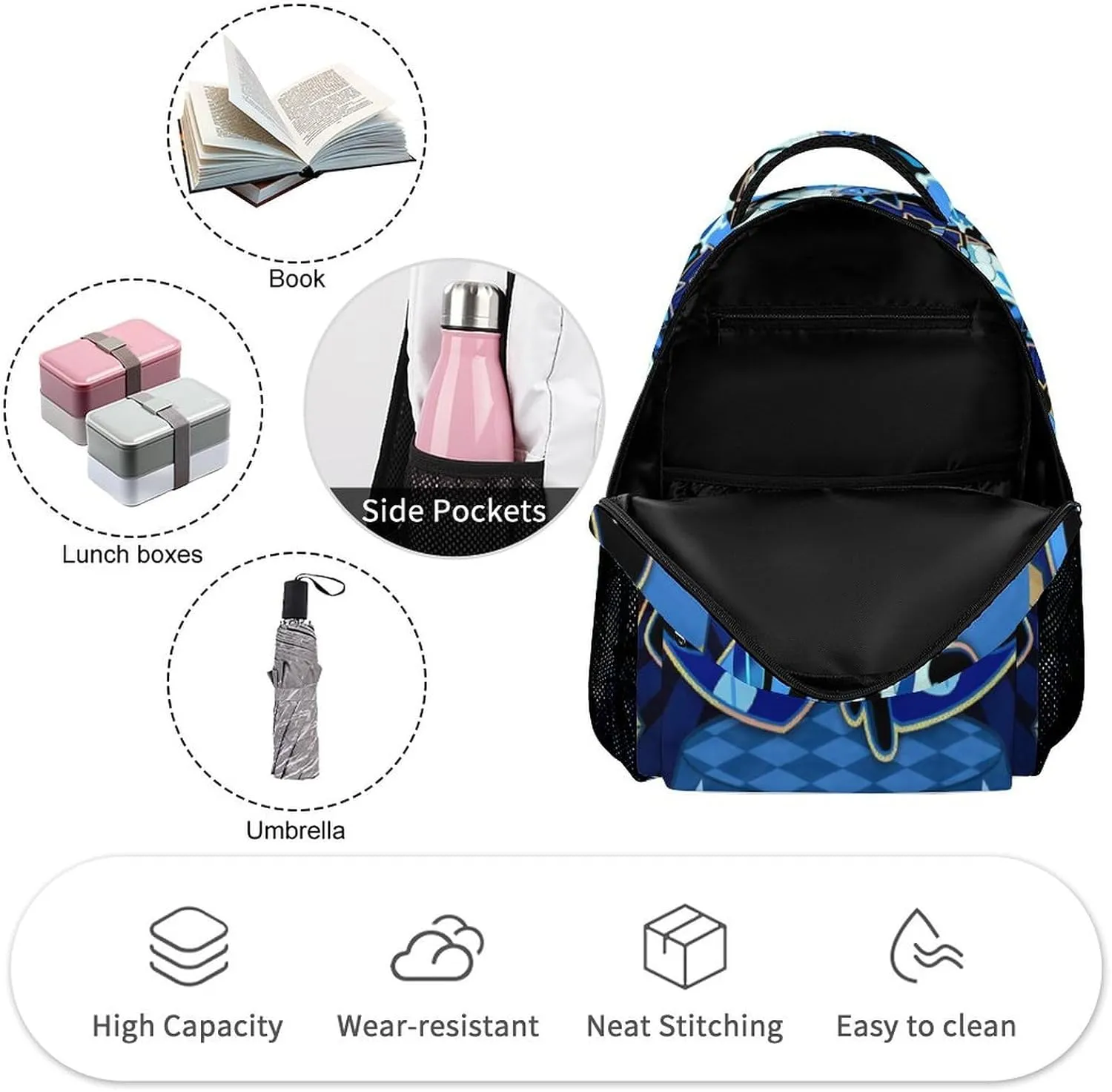 sha_dow Blue milk Backpack Large Capacity Laptop Bags Lightweight Multifunction Daypack for Daily/Work/Sport