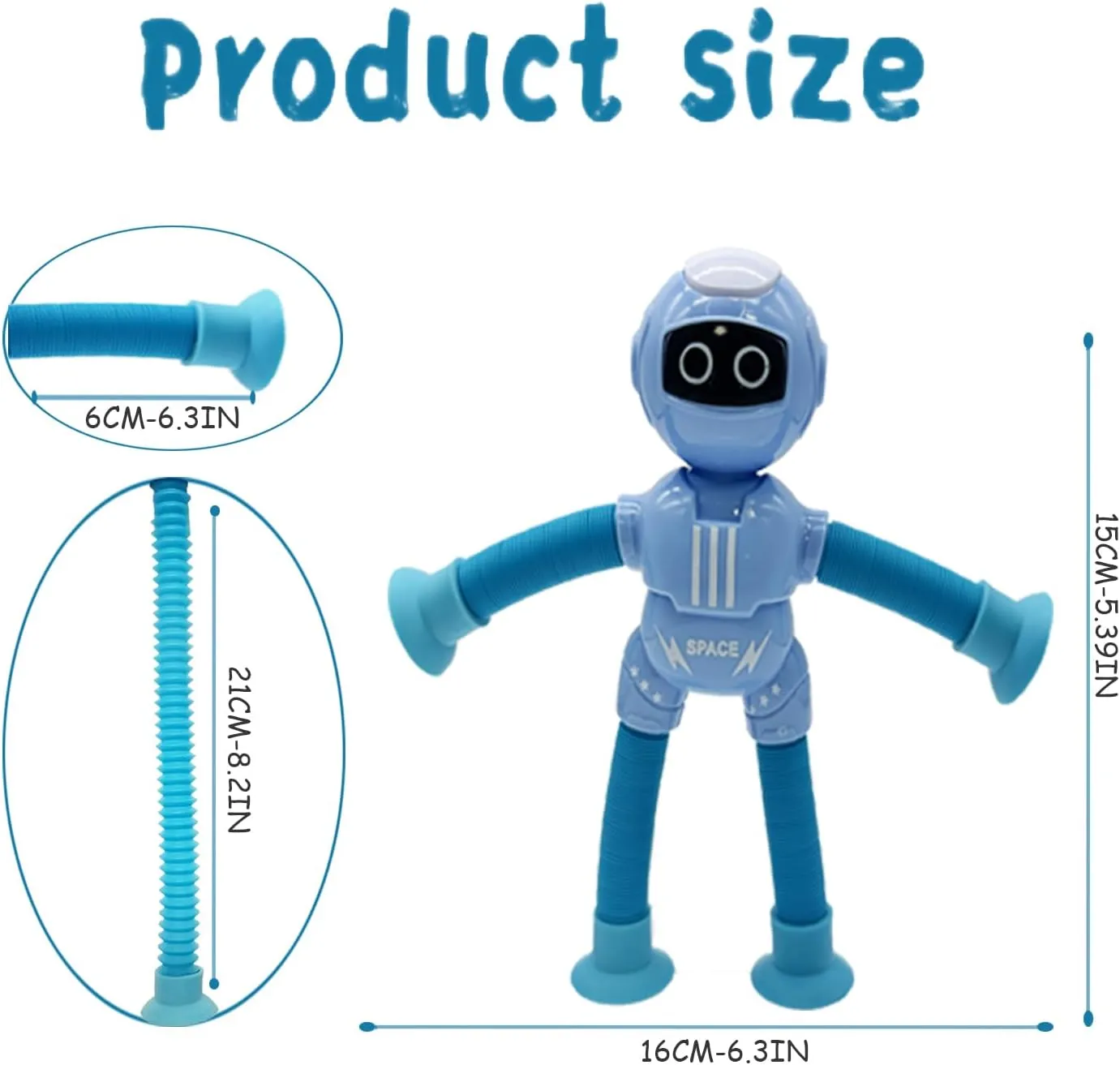 Shape Changing Spaceman Robot Toy, Suction Cup Toys,Telescopic Pop Tubes Fidget Toys,Autism Sensory Toys for Kid Boys 36pcs