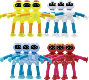 Shape Changing Spaceman Robot Toy, Suction Cup Toys,Telescopic Pop Tubes Fidget Toys,Autism Sensory Toys for Kid Boys 36pcs