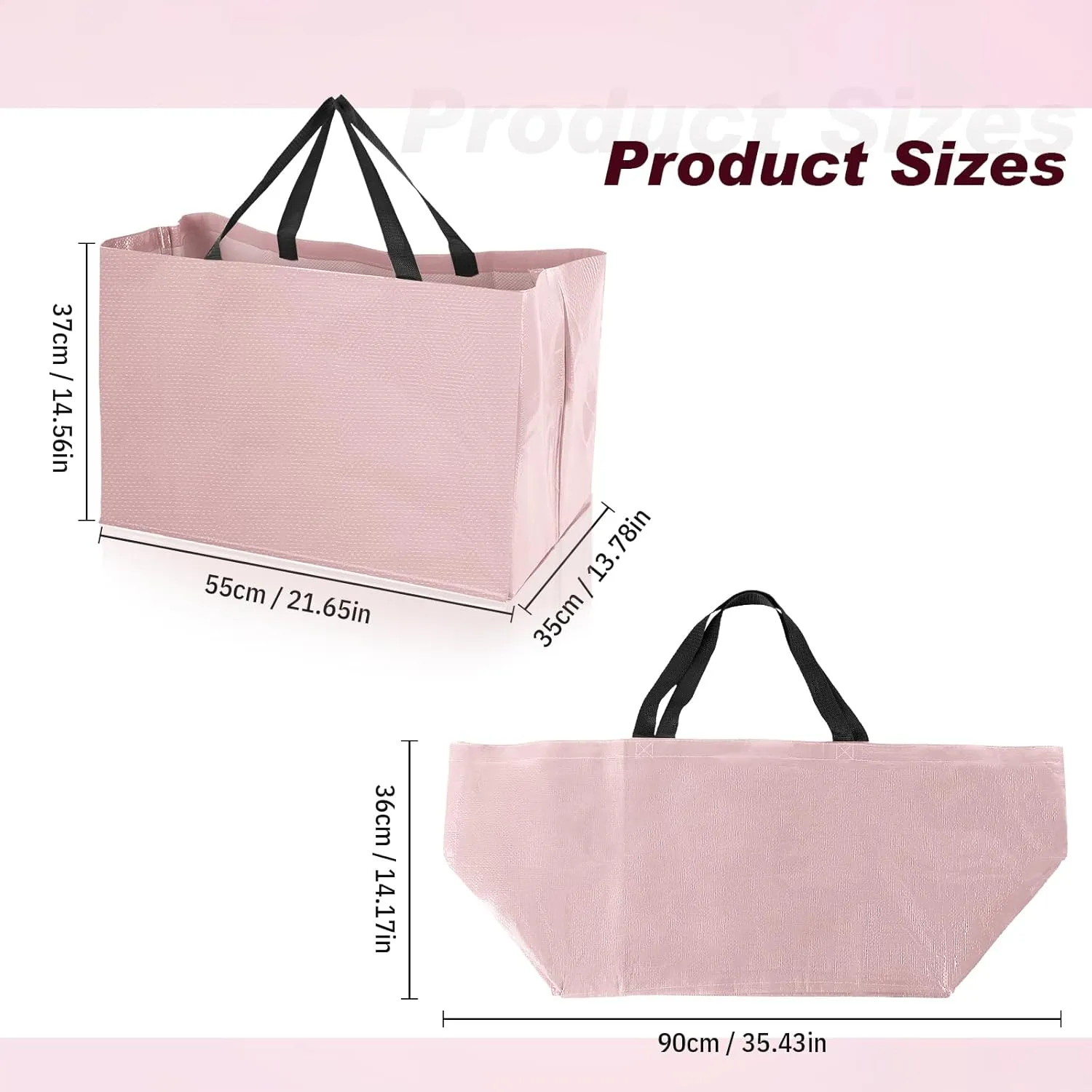 Shappy 12 Pcs Extra Large Reusable Shopping Grocery Bags with Handles Colorful Woven Plastic Waterproof Tote Bags