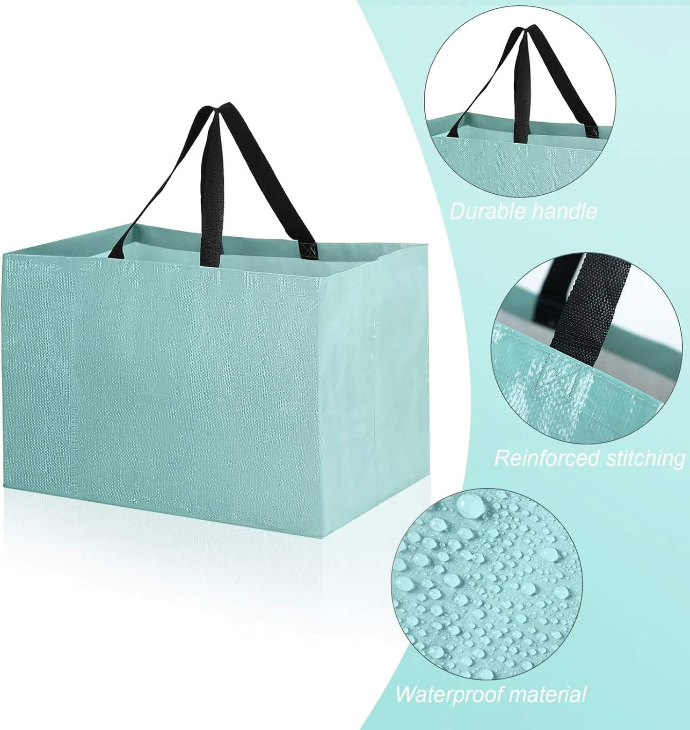 Shappy 12 Pcs Extra Large Reusable Shopping Grocery Bags with Handles Colorful Woven Plastic Waterproof Tote Bags