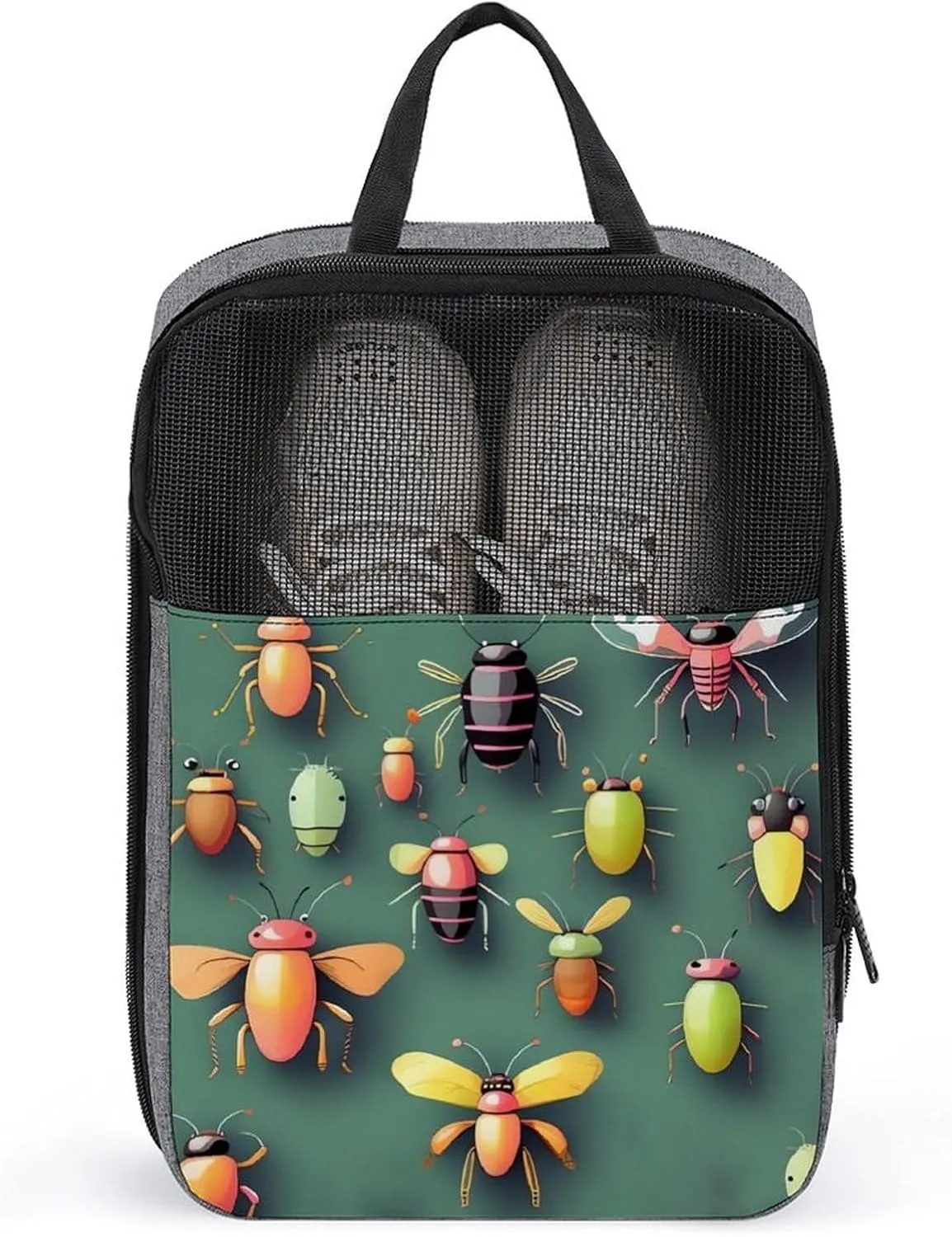 Shoe Organizer with Handle Travel Bags Portable Travel Shoe Storage Bag Travel Insect Atlas Printed Shoe Bags for Men Women