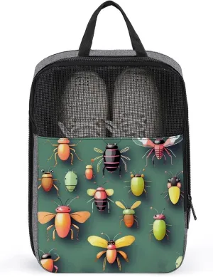 Shoe Organizer with Handle Travel Bags Portable Travel Shoe Storage Bag Travel Insect Atlas Printed Shoe Bags for Men Women