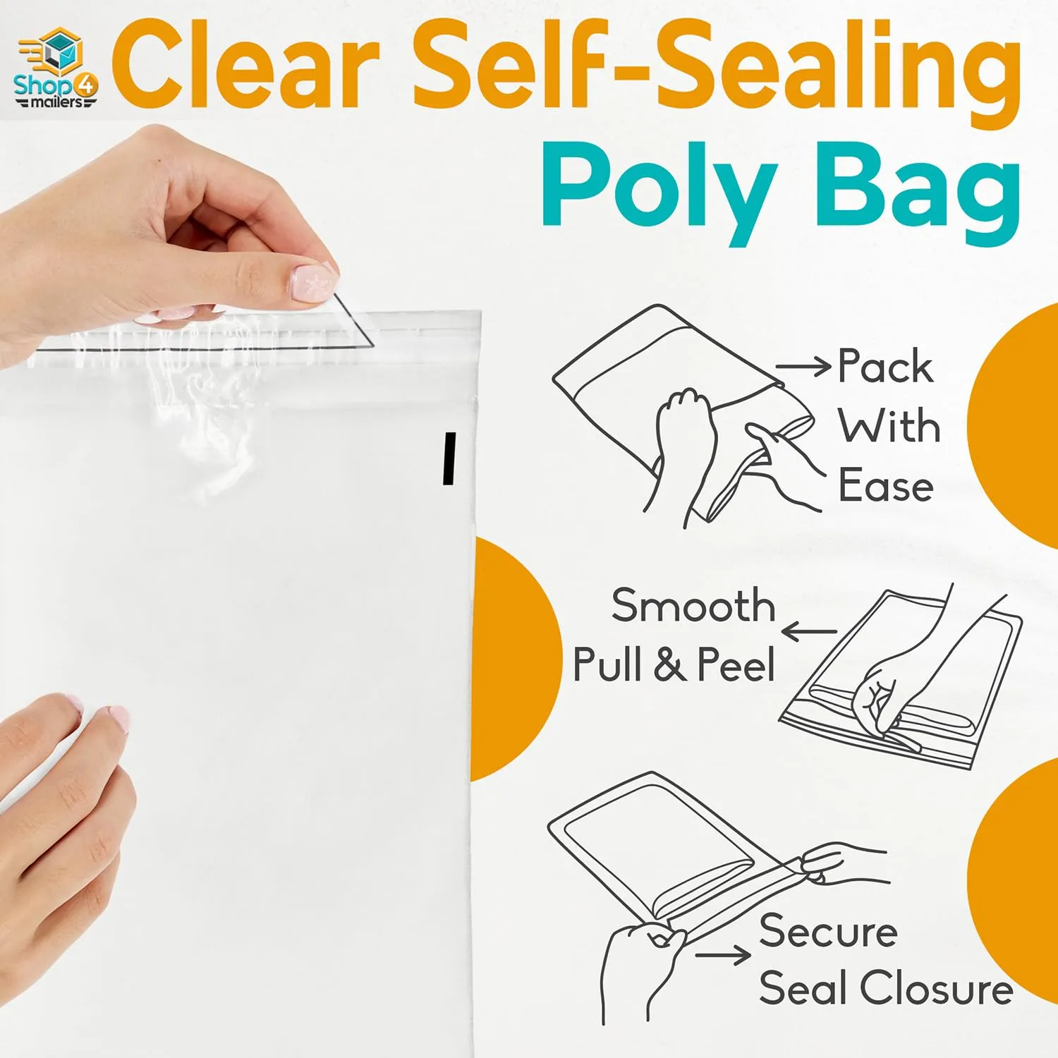 Shop4Mailers 10 x 13 Clear Plastic Poly Bags 1.5 Mil Self Seal Packaging for Apparel, Jewelry, Documents, Prints, Gifts, Storage – Resealable (2000 Pack)