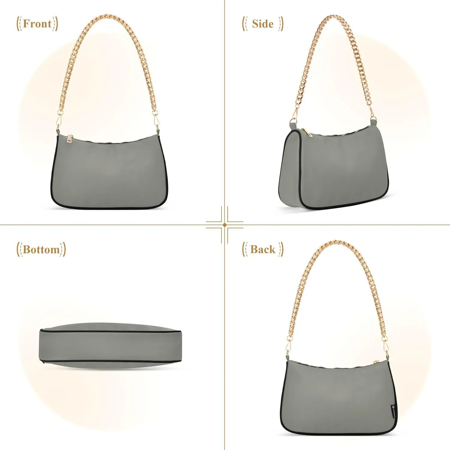 Shoulder Bag for Women Hobo Tote Handbag Gold Chain Crossbody Bag with Zipper Clutch Purse Handbags