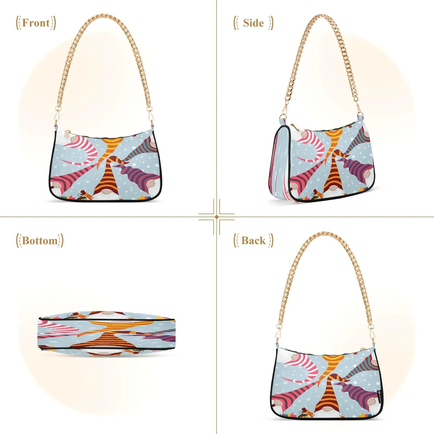 Shoulder Bag for Women Hobo Tote Handbag Gold Chain Crossbody Bag with Zipper Clutch Purse Handbags