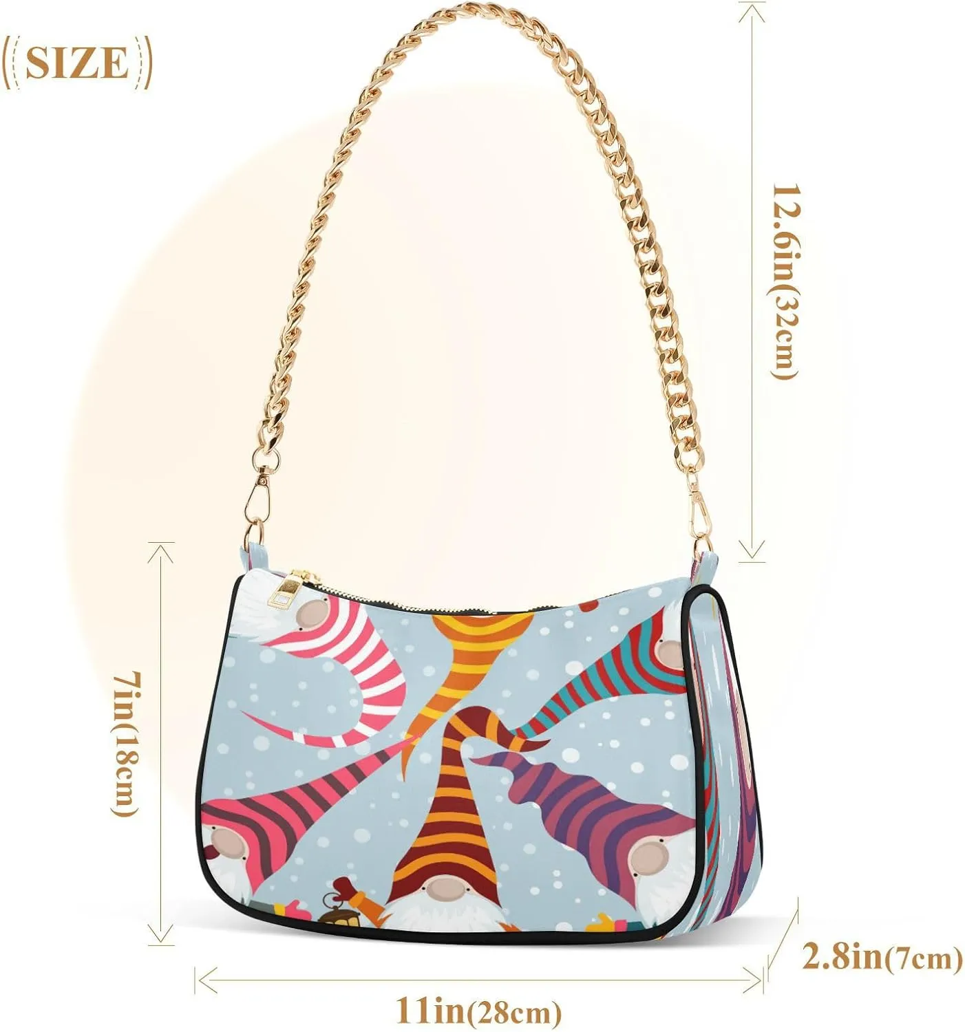 Shoulder Bag for Women Hobo Tote Handbag Gold Chain Crossbody Bag with Zipper Clutch Purse Handbags