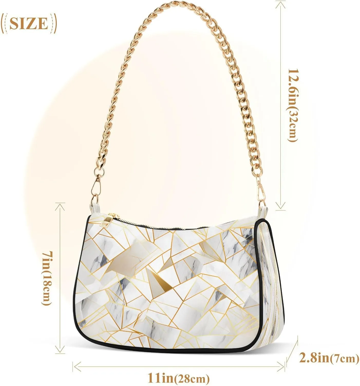 Shoulder Bags for Women Colorful Marble Texture Hobo Tote Handbag Small Clutch Purse with Zipper Closure