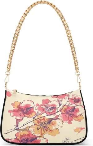 Shoulder Bags for Women Flowers and Colorful Beetles Tote HandBag Shoulder Bags purse with Chain Zipper Closure