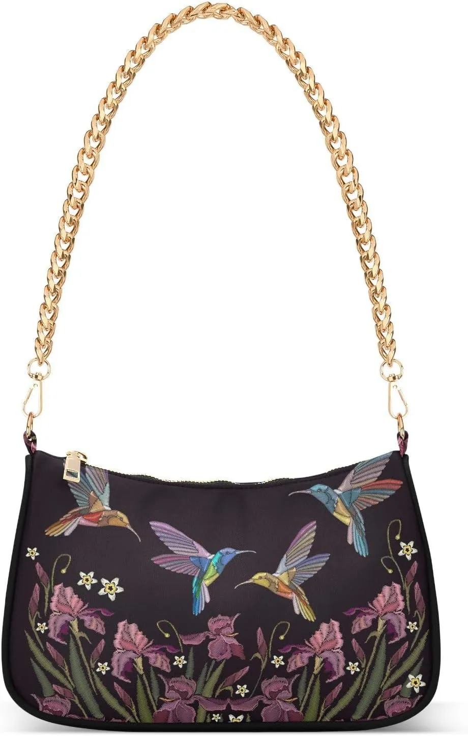 Shoulder Bags for Women, Hummingbird Flower Hobo Tote Handbag wallet Mini Purse with Zipper
