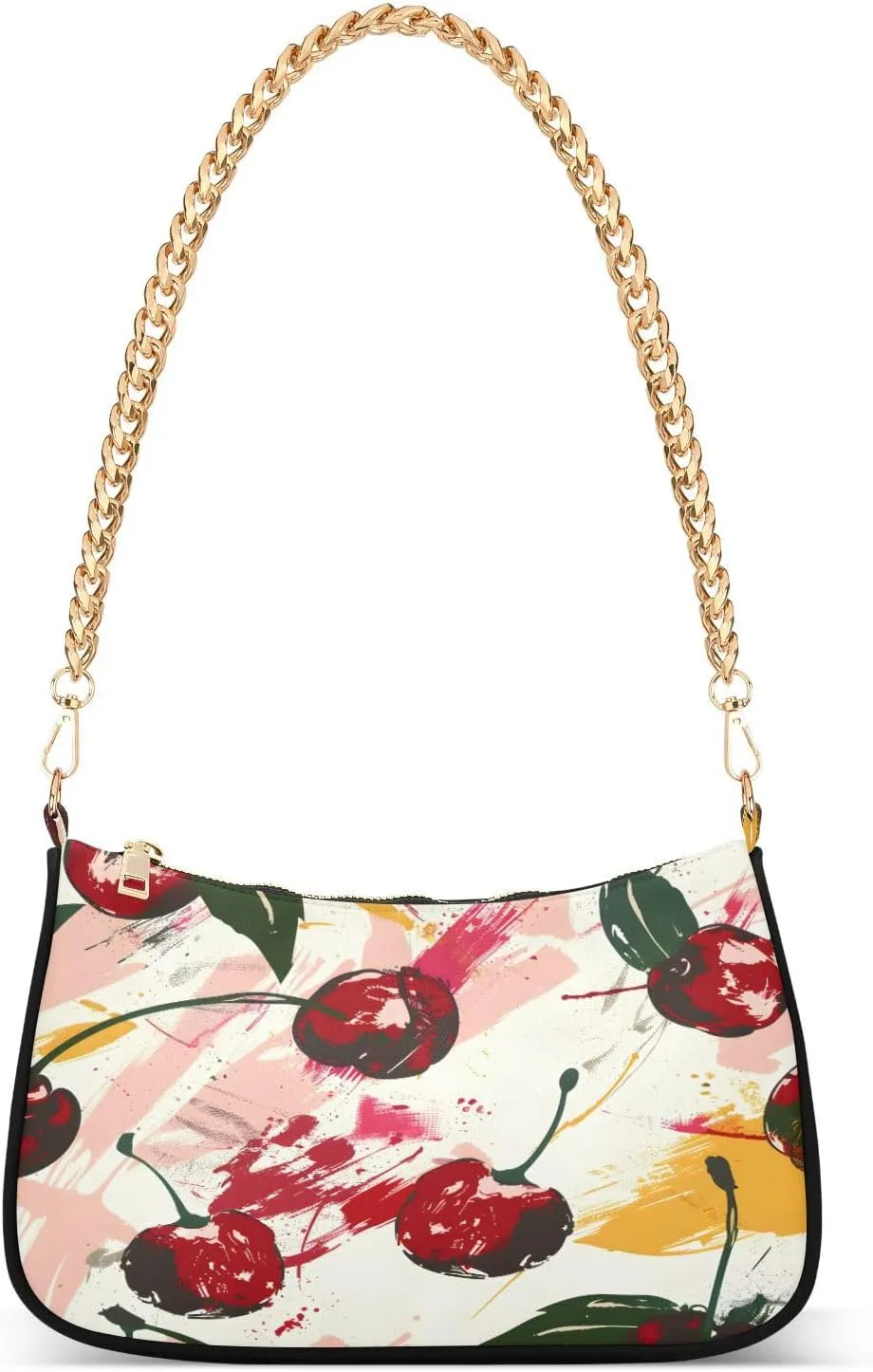 Shoulder Bags for Women Illustrated Pattern Cherry Abstract Expressionism Hobo Tote Handbag Small Clutch Purse with Zipper Closure