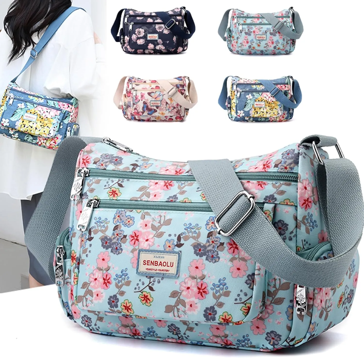 Shoulder Bags for Women Nylon Crossbody Bags Waterproof Lightweight Messenger Purses and Handbags