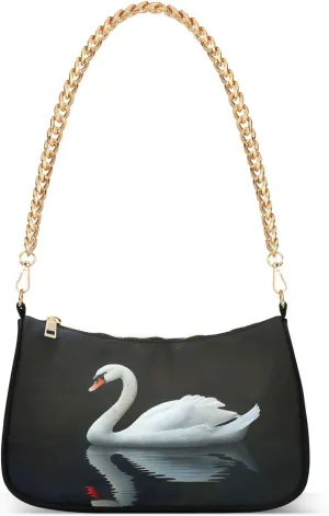 Shoulder Bags for Women Swan Swan Lake Hobo Tote Handbag Small Clutch Purse with Zipper Closure