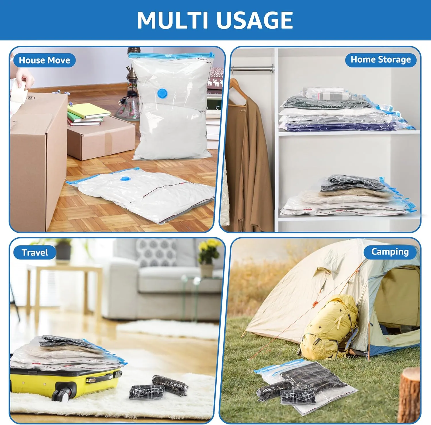 Simple Deluxe 30 Pack Space Saver Bags (5 Jumbo/5 L/5 M/5 S/5 Roll M/5 Roll S) 80% Space Saver Bags with Travelling Pump for Quilts and Blankets Storage