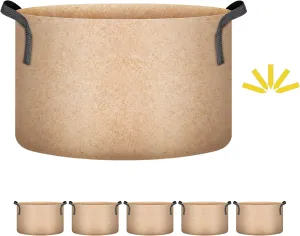 Simple Deluxe 5 Pack 15 Gallon Grow Bags, 300G Vegetable/Flower/Plant Fabric Pots with Handles, Heavy Duty Thickened Nonwoven Planting Bag with 5 Pcs Plant Labels