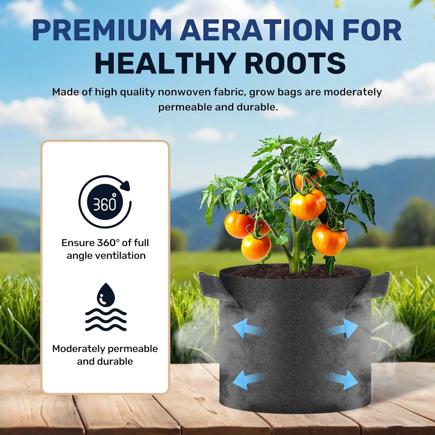 Simple Deluxe Grow Bags 5 Gallon 10 Pack Planter Pots with Handles, Thickened Nonwoven Fabric Aeration Cloth Bag, Heavy Duty Gardening for Tomoato, Potato, Vegetable, Herbs and Flowers, Black
