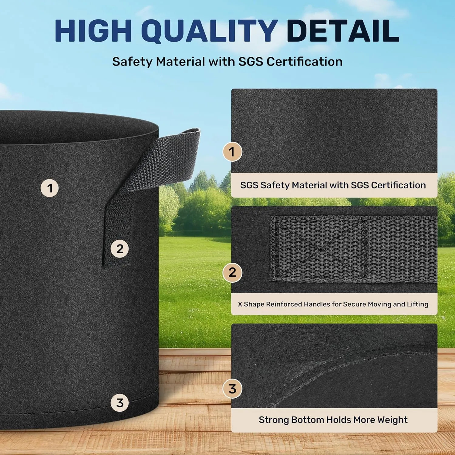 Simple Deluxe Grow Bags 5 Gallon 10 Pack Planter Pots with Handles, Thickened Nonwoven Fabric Aeration Cloth Bag, Heavy Duty Gardening for Tomoato, Potato, Vegetable, Herbs and Flowers, Black