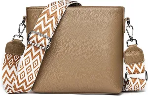 Simple Fashion Bucket Handbag For Women Real Genuine Leather Crossbody Shoulder Bags With Geometric Pattern Strap