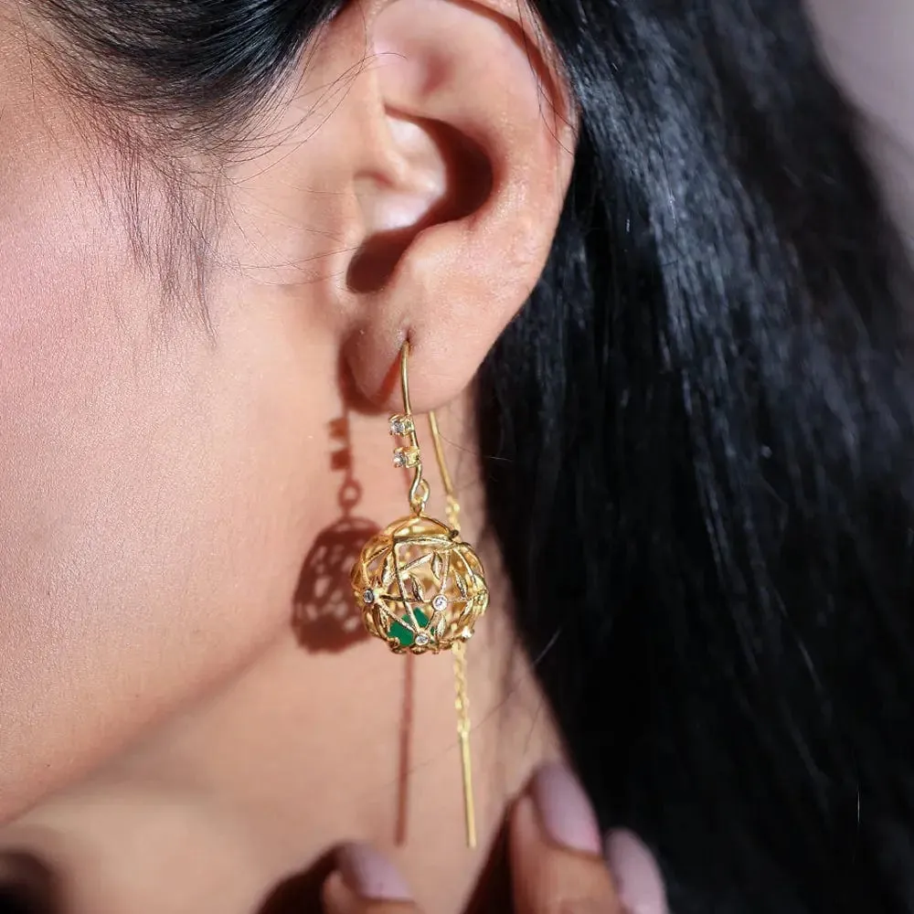 Sitayan Vatika Silver Golden beauty Sui Dhaga Earrings.