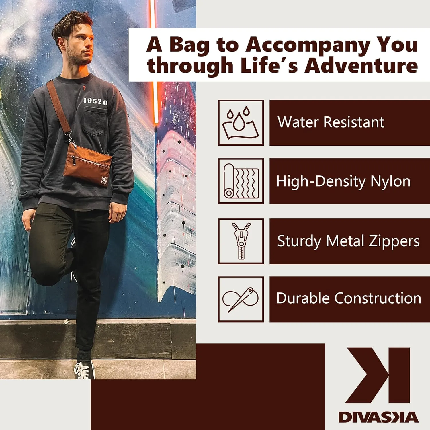 Sleek Men Crossbody Bags Small - Nylon Waterproof Crossbody Bag for Men - Travel Crossbody Bag for Men - Cross Body Bag Small