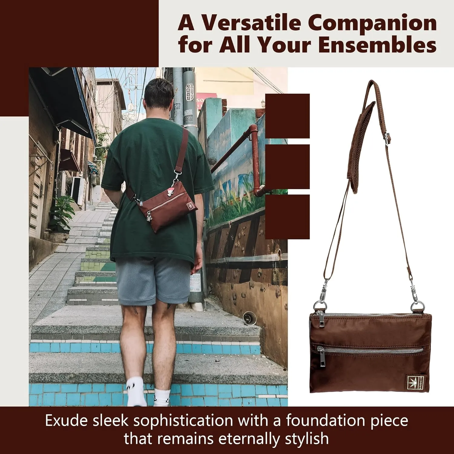 Sleek Men Crossbody Bags Small - Nylon Waterproof Crossbody Bag for Men - Travel Crossbody Bag for Men - Cross Body Bag Small