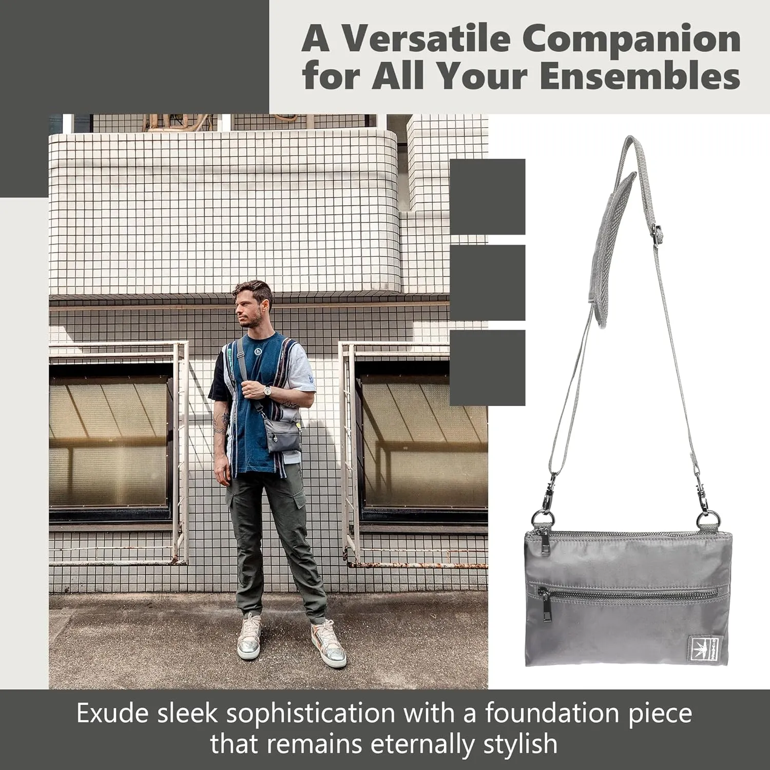 Sleek Men Crossbody Bags Small - Nylon Waterproof Crossbody Bag for Men - Travel Crossbody Bag for Men - Cross Body Bag Small