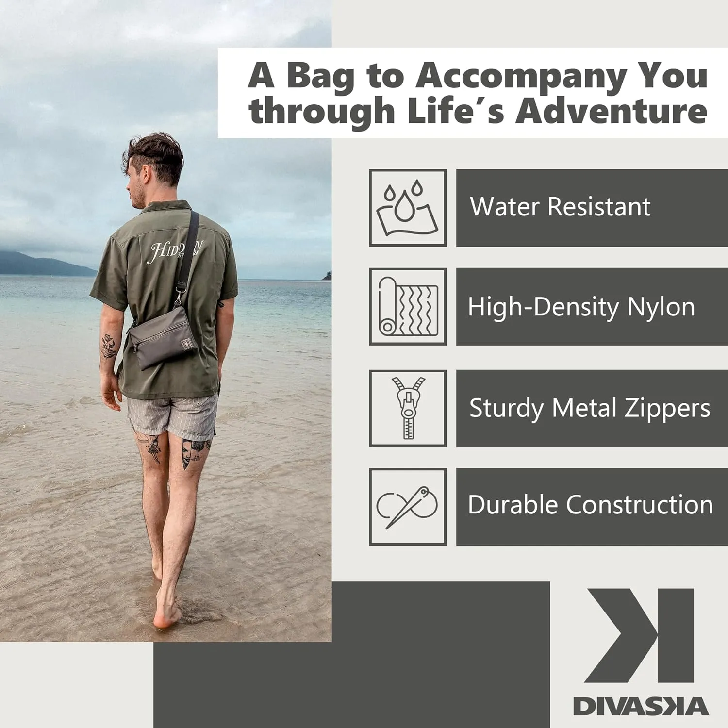 Sleek Men Crossbody Bags Small - Nylon Waterproof Crossbody Bag for Men - Travel Crossbody Bag for Men - Cross Body Bag Small