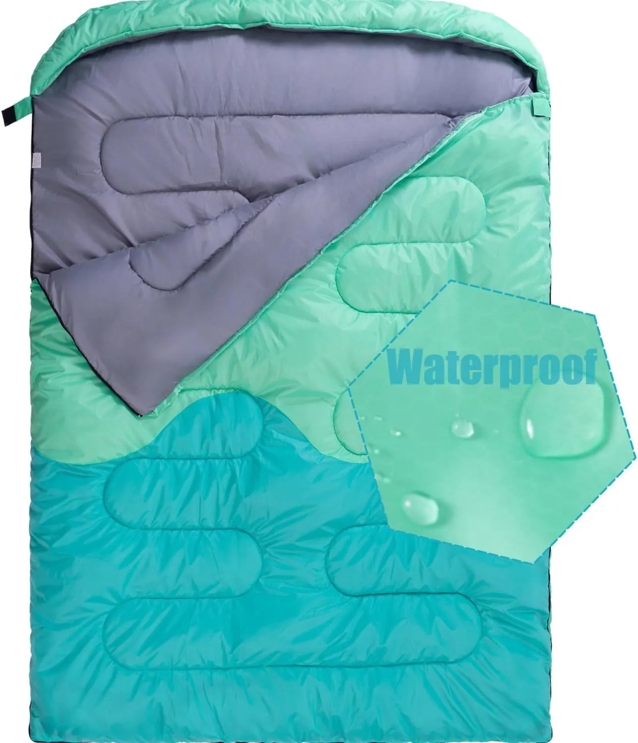 Sleeping Bag - Double Camping Sleeping Bags 2 Person for Adults Kids Boys Girls for Hiking Backpacking - Warm Cold Weather Lightweight Portable with Compression Bag for Indoors Outdoors Activities