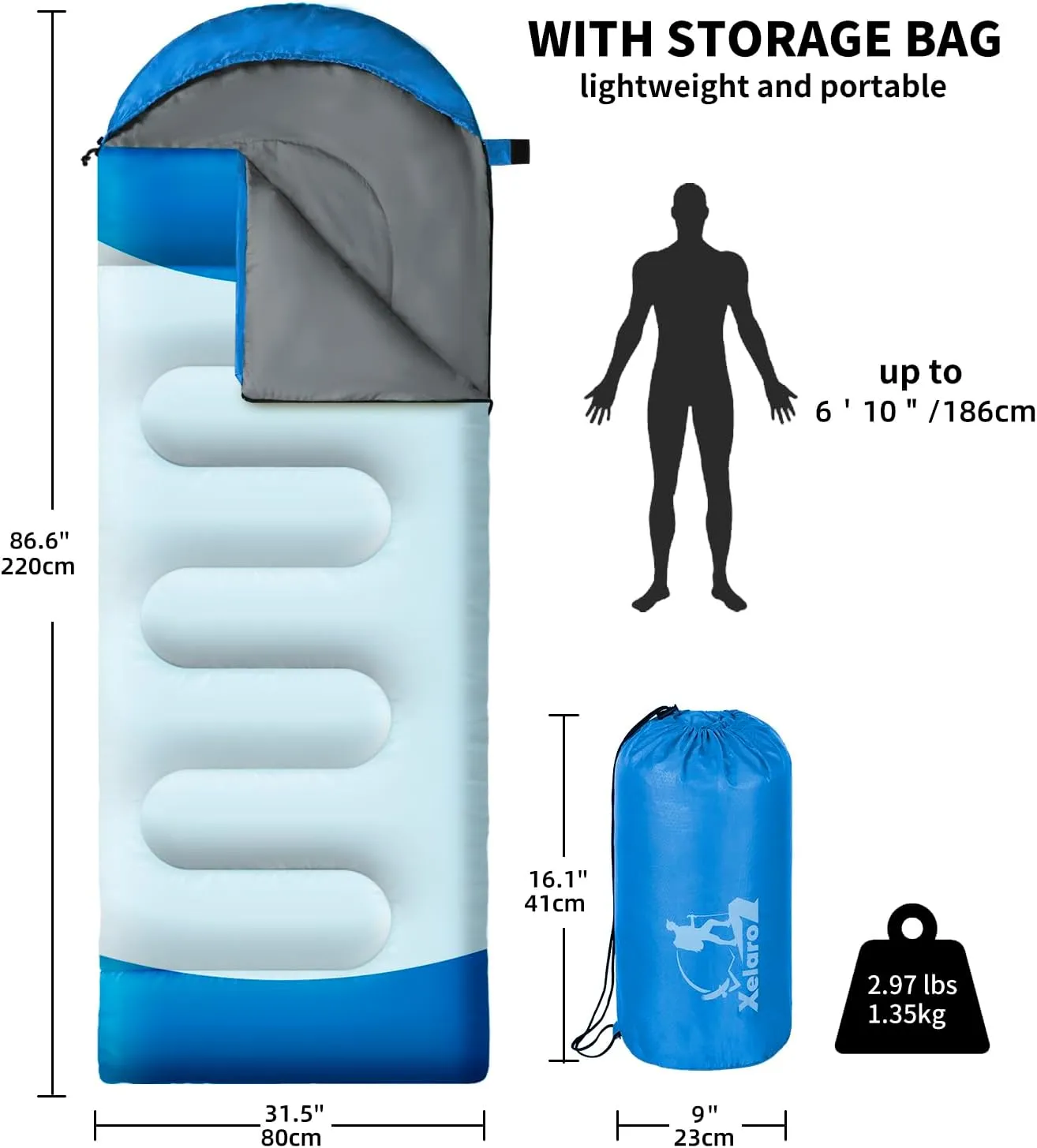Sleeping Bags for Adults Kids - 3 Season Cold&Warm Weather Waterproof Camping Sleeping Bags - Lightweight Sleeping Bags for Camping Hiking Outdoor Travel