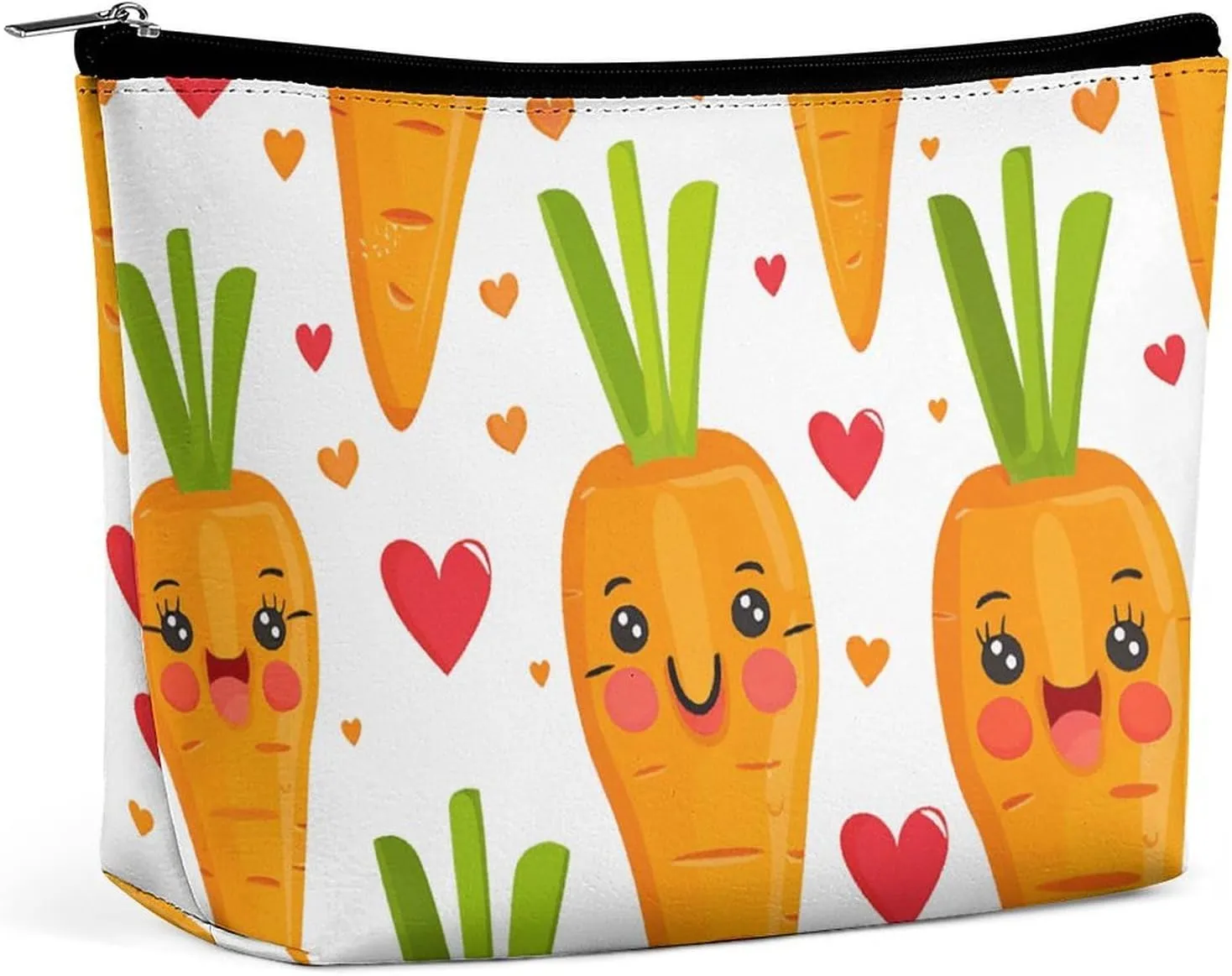 Small Cosmetic Bag Elegant Roomy Carrot in Cartoon Style Makeup Bags Portable Zipper Pouch Lipstick Bag Travel Toiletry Bag for Best Friend Gift