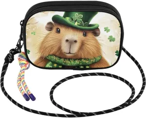 Small Crossbody Bags Cute Capybara Clover for Women Cell Phone Purses Shoulder Bag Handbag with Adjustable Strap