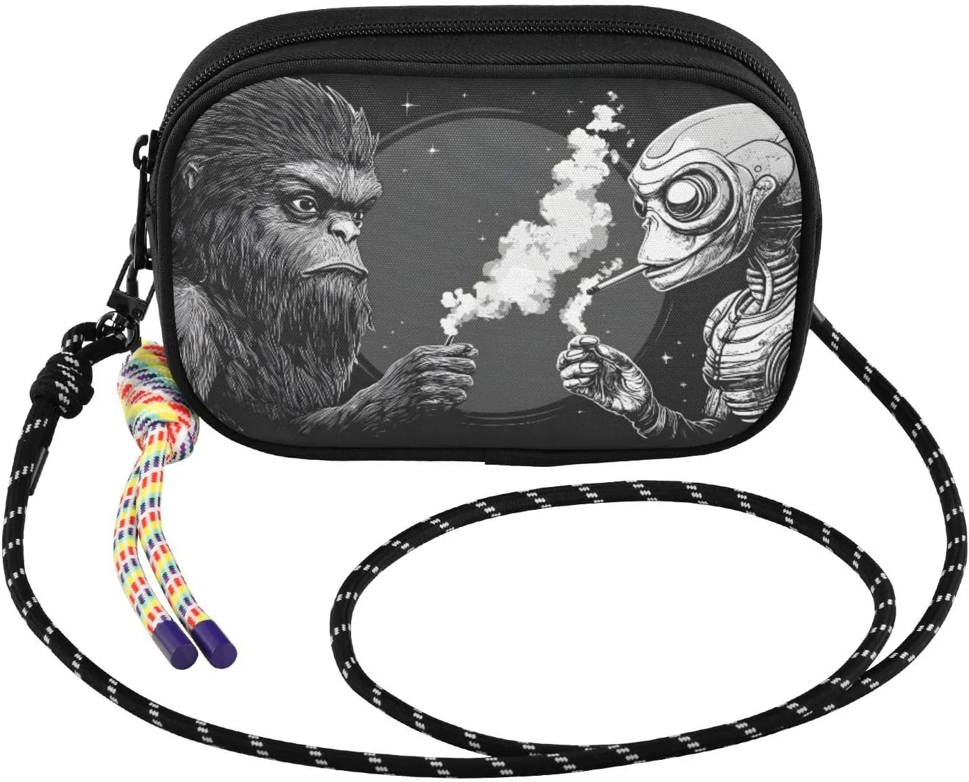 Small Crossbody Bags Sasquatch Alien Funny White for Women Cell Phone Purses Women's Shoulder Handbag Wallet Purse