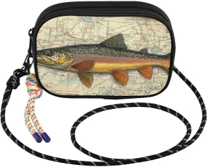 Small Crossbody Bags Trout Map Retro for Women Cell Phone Purses Women's Shoulder Handbag Wallet Purse