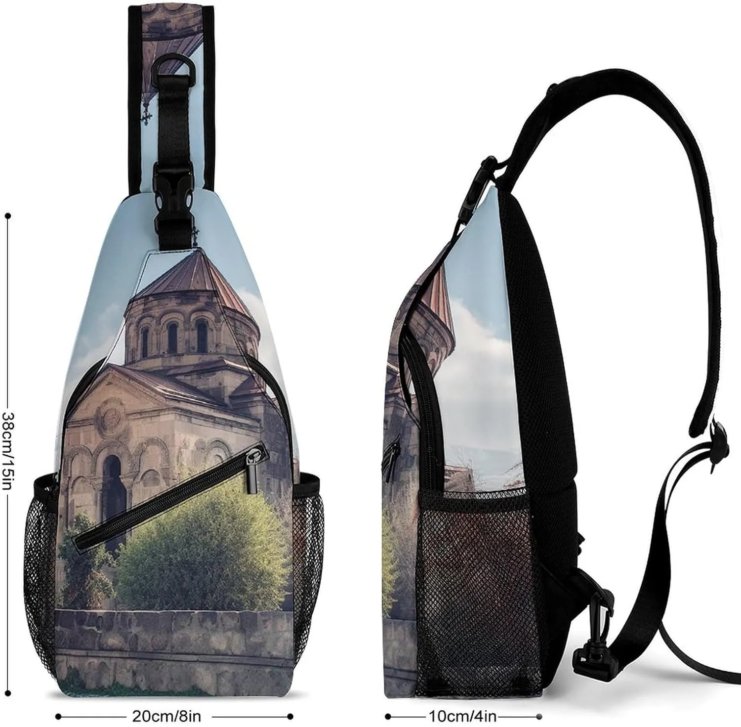 Small Sling Chest Bag Crossbody Bag for Men Women,Armenian Church Lightweight Gym Daypack for Travel Cycling Hiking