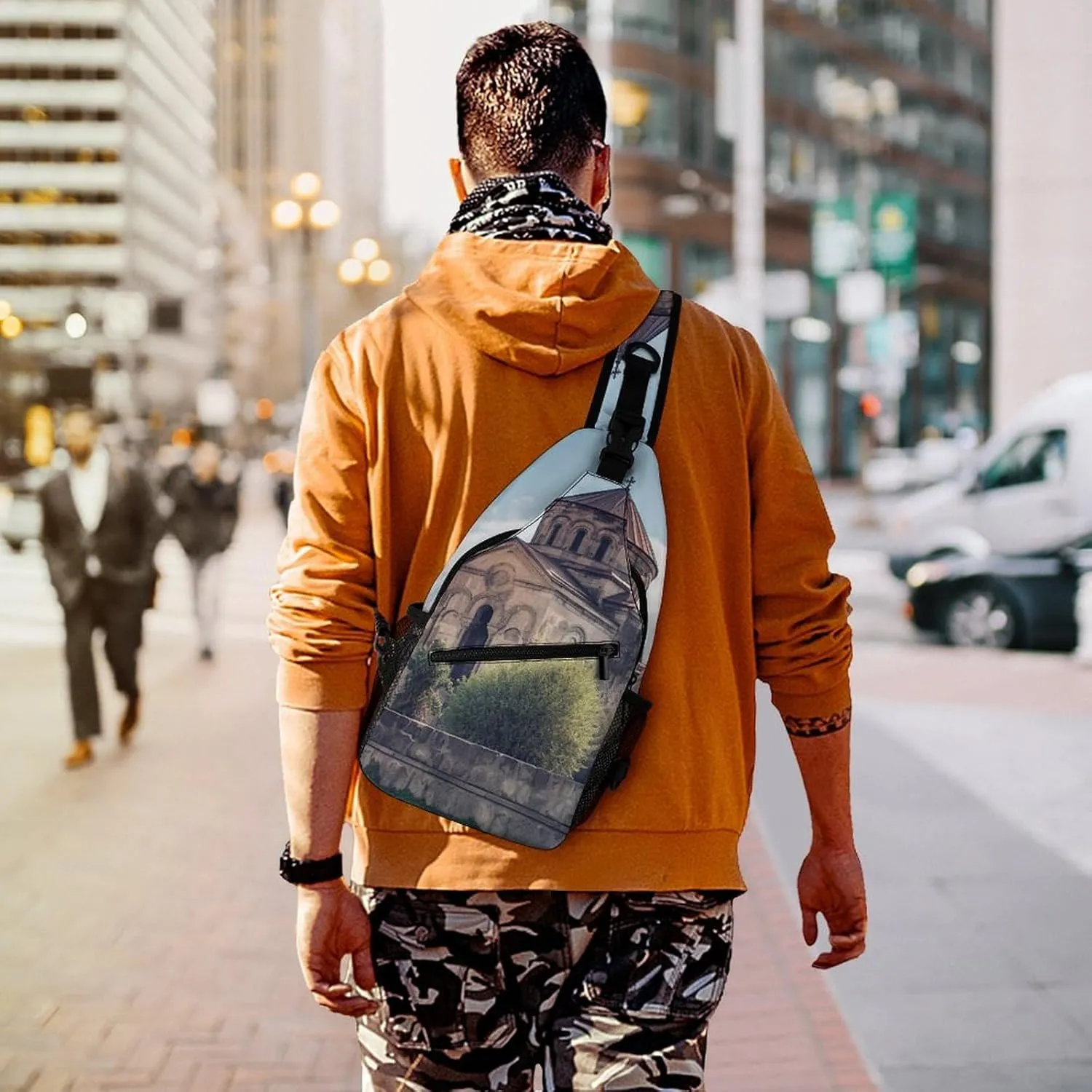 Small Sling Chest Bag Crossbody Bag for Men Women,Armenian Church Lightweight Gym Daypack for Travel Cycling Hiking
