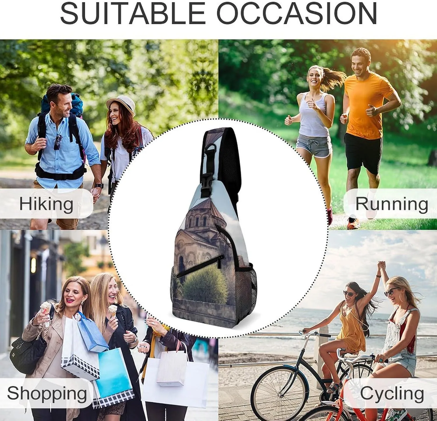 Small Sling Chest Bag Crossbody Bag for Men Women,Armenian Church Lightweight Gym Daypack for Travel Cycling Hiking