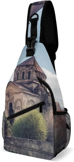 Small Sling Chest Bag Crossbody Bag for Men Women,Armenian Church Lightweight Gym Daypack for Travel Cycling Hiking