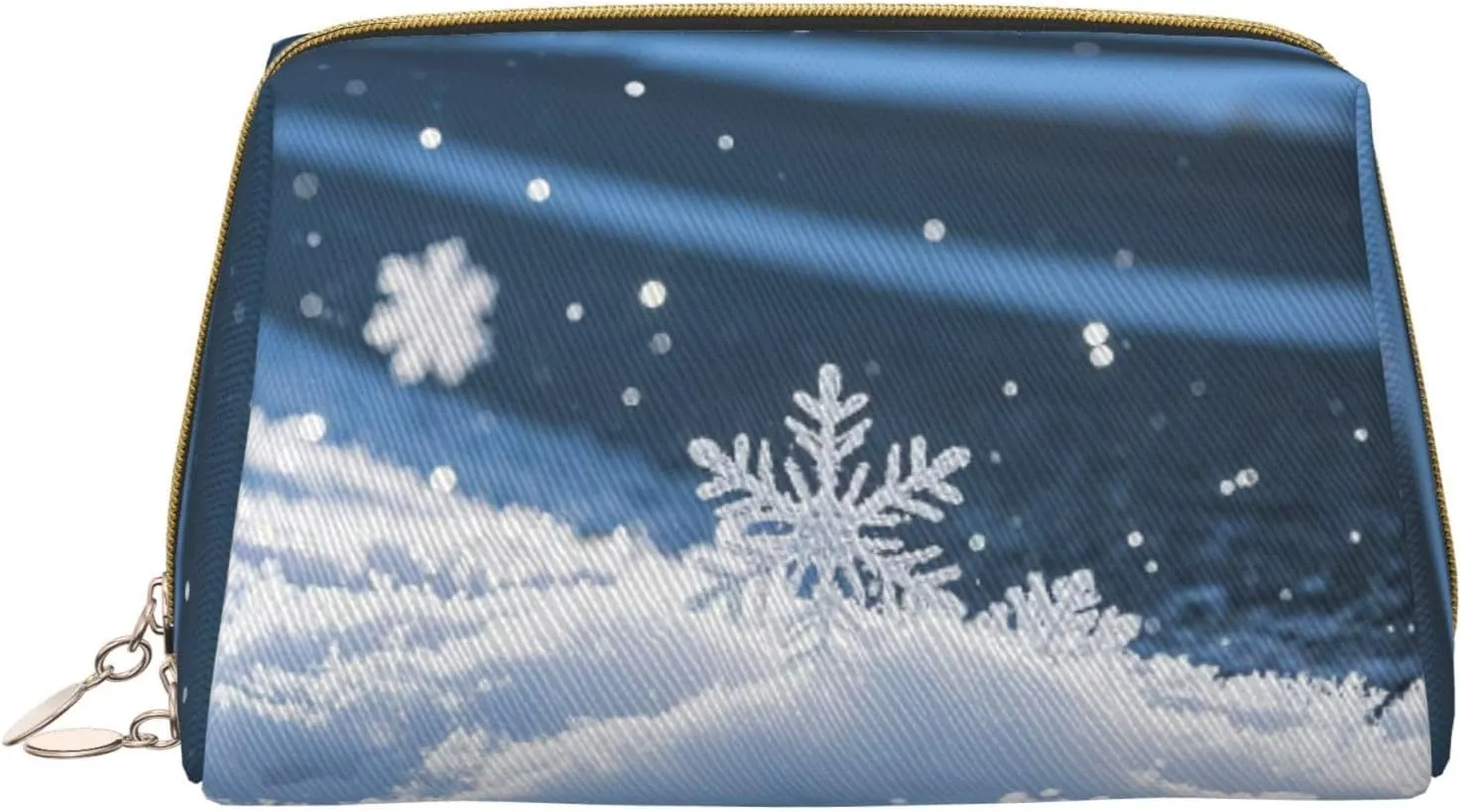 Snowfall Shadows Print Cute Small Makeup Bag, Leather Cosmetic Bags for Purse Women Gifts Make Up Organizer Travelling