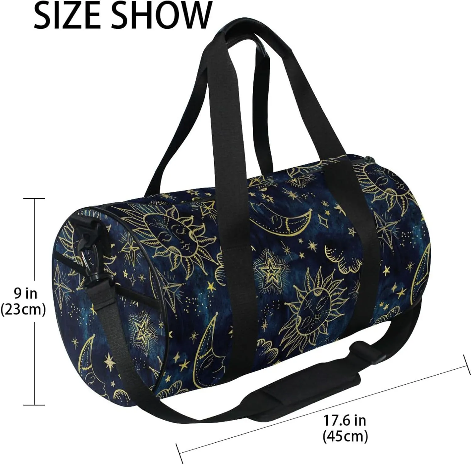 Sport Duffle Bag Travel Weekender Overnight Bag Gym Bag Womens Mens, Abstract Sun Moon Star Travel Duffel Bag for Plane Sport Gym Tote Bags Yoga