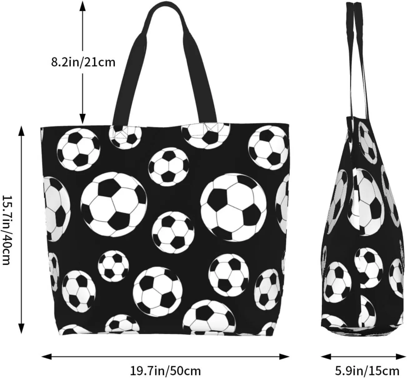 Sport Soccer Large Tote Bag Simple Casual Portable Shoulder Bags Reusable Grocery Handbag For Women Gym Travel