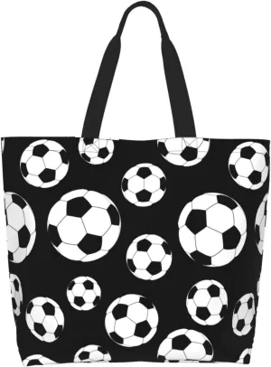 Sport Soccer Large Tote Bag Simple Casual Portable Shoulder Bags Reusable Grocery Handbag For Women Gym Travel