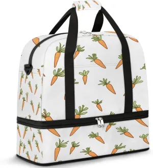 Sports Duffel Bag, Foldable Carrot Roots Travel Duffel Bag, Gym Yoga Beach Bag Weekender Overnight Bag with Shoes Compartment for Men Women, Easter