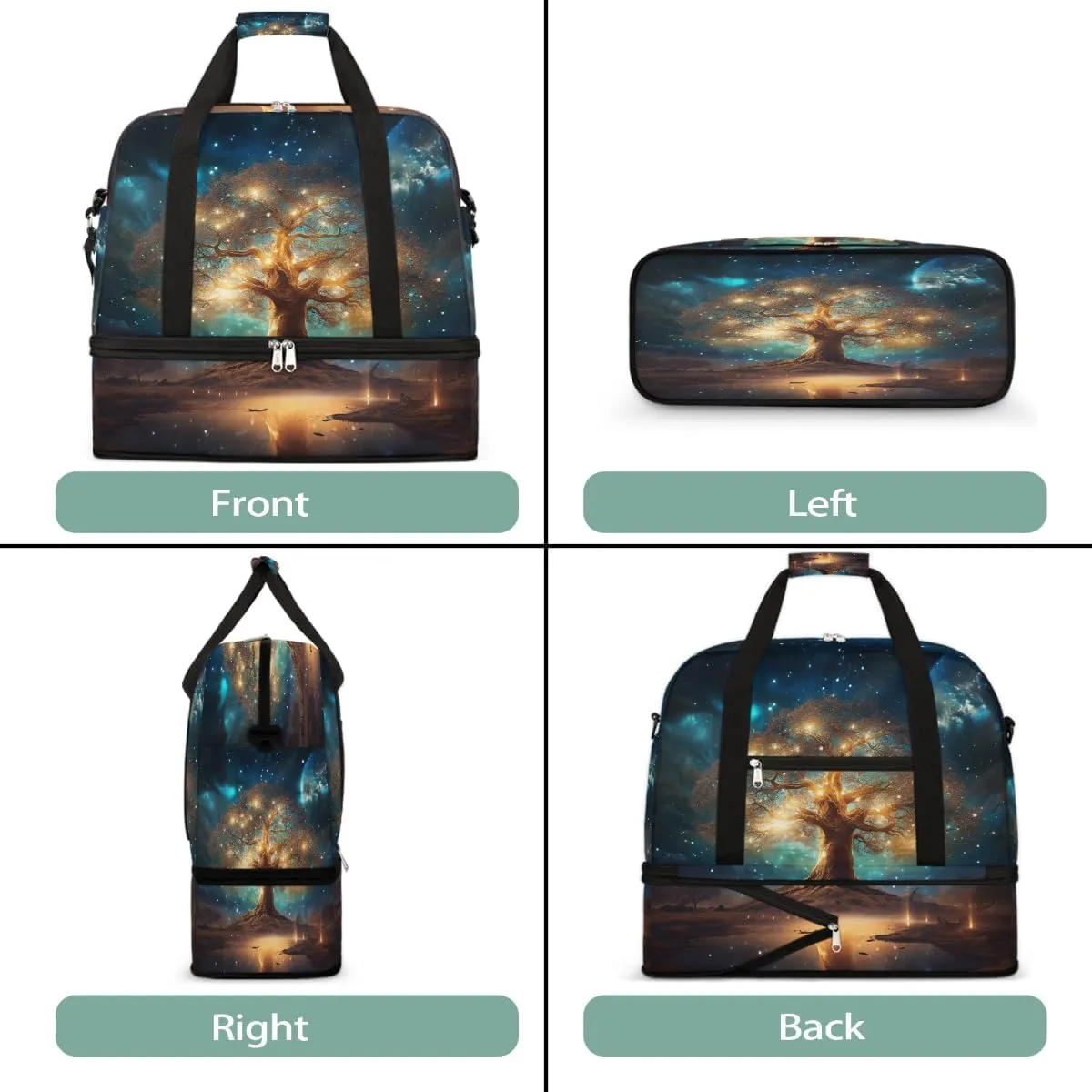 Sports Gym Bag Book Fantasy Large Travel Duffel Bag With Shoe Compartment Foldable Waterproof Carry-On Weekend Travel Bags for Camping Overnight Yoga Hospital Travel Bags