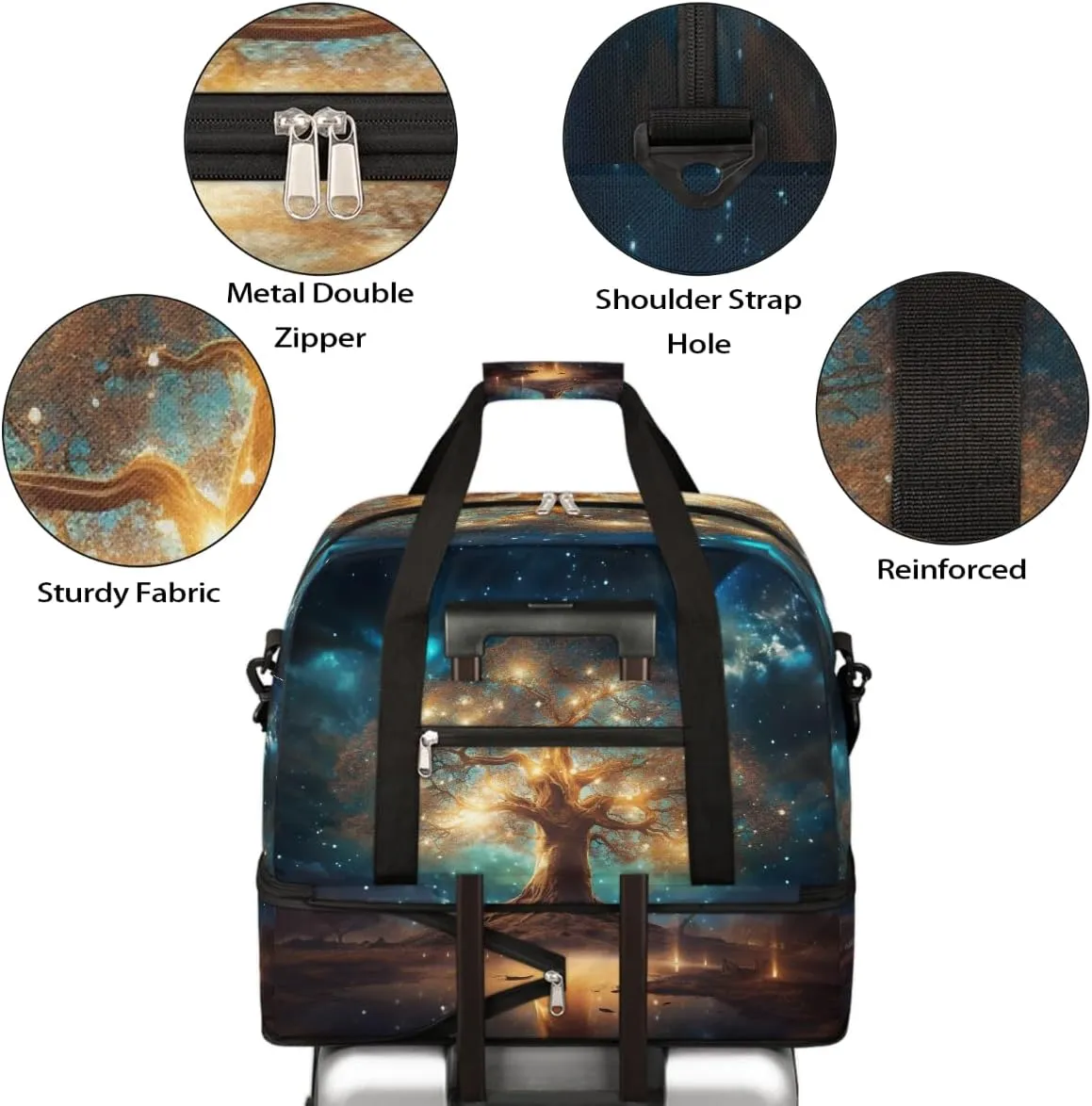 Sports Gym Bag Book Fantasy Large Travel Duffel Bag With Shoe Compartment Foldable Waterproof Carry-On Weekend Travel Bags for Camping Overnight Yoga Hospital Travel Bags