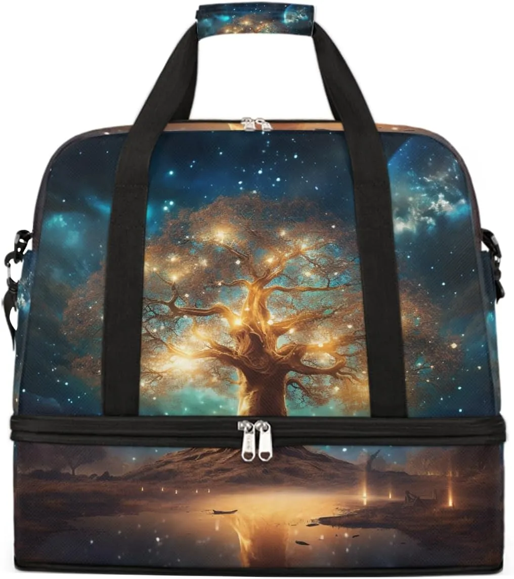 Sports Gym Bag Book Fantasy Large Travel Duffel Bag With Shoe Compartment Foldable Waterproof Carry-On Weekend Travel Bags for Camping Overnight Yoga Hospital Travel Bags